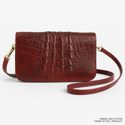 Luxury Red _Crocodile-Embossed Leather Side Bag
