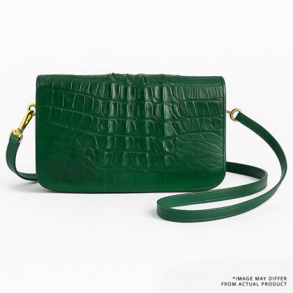 Luxury Green _Crocodile-Embossed Leather Side Bag